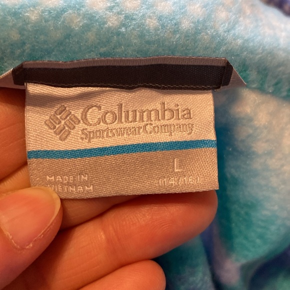 Girl’s Size Large Columbia Fleece- Cute turquoise & purple pattern! Like New! - Picture 3 of 6